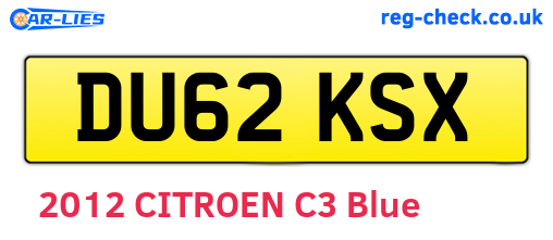 DU62KSX are the vehicle registration plates.