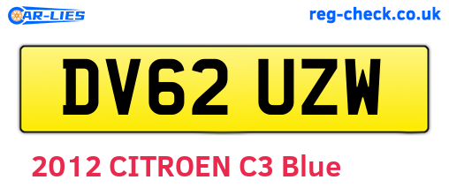 DV62UZW are the vehicle registration plates.