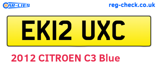EK12UXC are the vehicle registration plates.