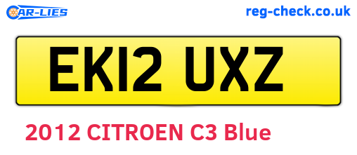 EK12UXZ are the vehicle registration plates.