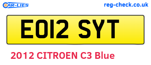 EO12SYT are the vehicle registration plates.
