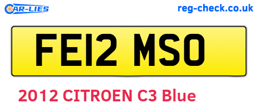 FE12MSO are the vehicle registration plates.