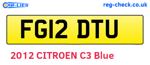 FG12DTU are the vehicle registration plates.