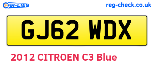 GJ62WDX are the vehicle registration plates.
