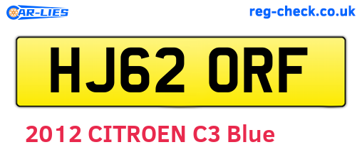 HJ62ORF are the vehicle registration plates.