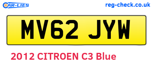 MV62JYW are the vehicle registration plates.