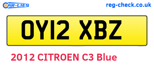 OY12XBZ are the vehicle registration plates.