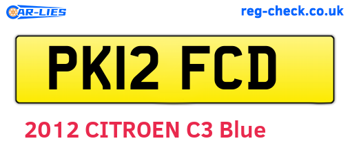 PK12FCD are the vehicle registration plates.