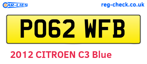 PO62WFB are the vehicle registration plates.
