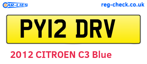 PY12DRV are the vehicle registration plates.