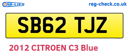 SB62TJZ are the vehicle registration plates.