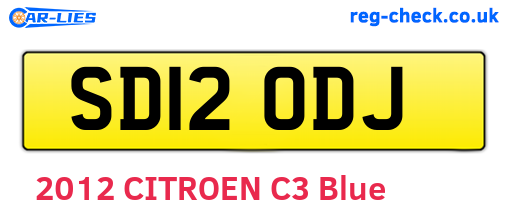 SD12ODJ are the vehicle registration plates.