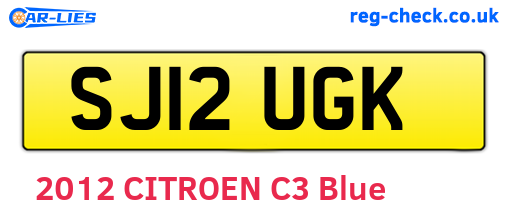 SJ12UGK are the vehicle registration plates.