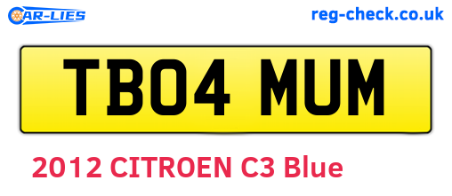 TB04MUM are the vehicle registration plates.