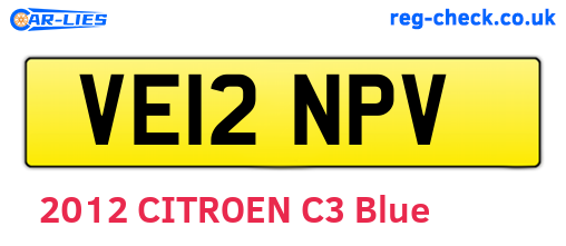 VE12NPV are the vehicle registration plates.
