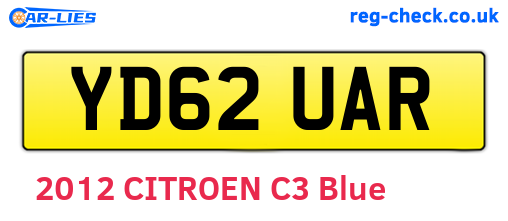 YD62UAR are the vehicle registration plates.