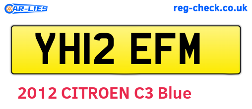 YH12EFM are the vehicle registration plates.