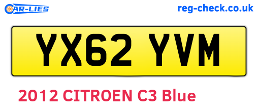 YX62YVM are the vehicle registration plates.