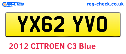 YX62YVO are the vehicle registration plates.