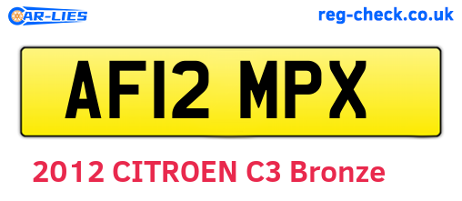 AF12MPX are the vehicle registration plates.