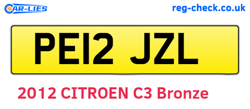 PE12JZL are the vehicle registration plates.