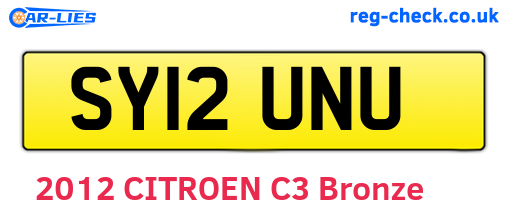 SY12UNU are the vehicle registration plates.