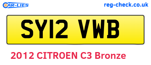 SY12VWB are the vehicle registration plates.