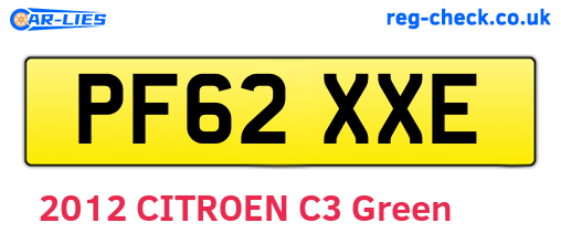 PF62XXE are the vehicle registration plates.