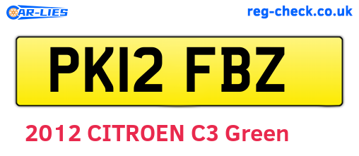 PK12FBZ are the vehicle registration plates.