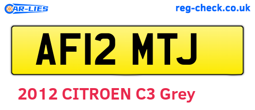 AF12MTJ are the vehicle registration plates.