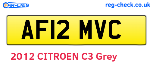 AF12MVC are the vehicle registration plates.