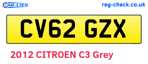 CV62GZX are the vehicle registration plates.