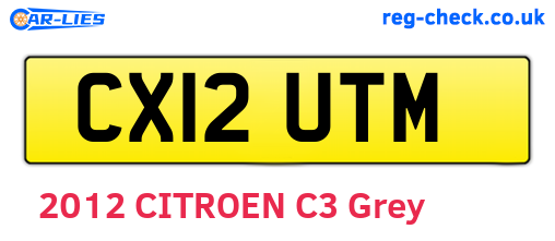 CX12UTM are the vehicle registration plates.