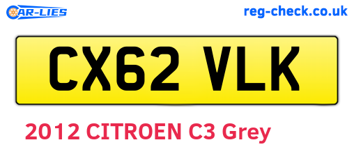 CX62VLK are the vehicle registration plates.