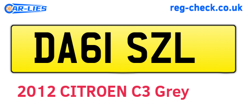 DA61SZL are the vehicle registration plates.