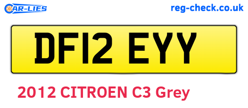 DF12EYY are the vehicle registration plates.