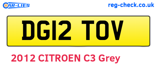 DG12TOV are the vehicle registration plates.