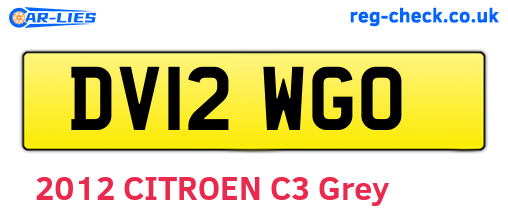 DV12WGO are the vehicle registration plates.