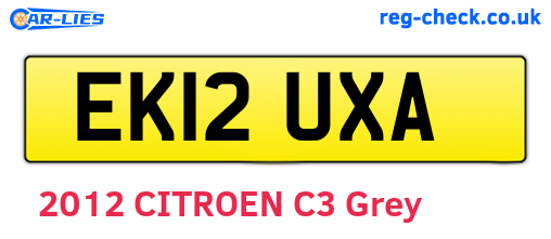 EK12UXA are the vehicle registration plates.