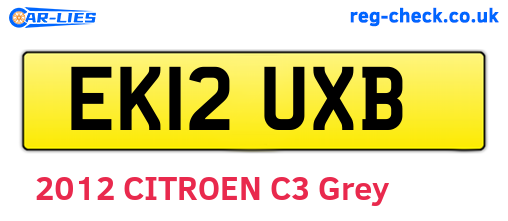 EK12UXB are the vehicle registration plates.