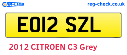 EO12SZL are the vehicle registration plates.