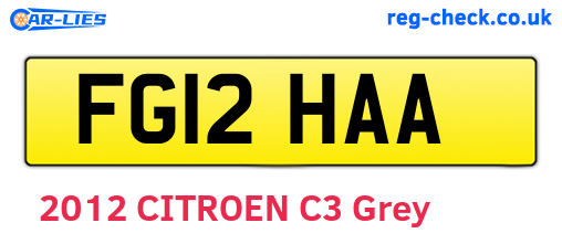 FG12HAA are the vehicle registration plates.