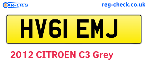 HV61EMJ are the vehicle registration plates.