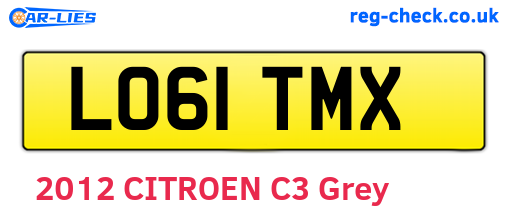 LO61TMX are the vehicle registration plates.