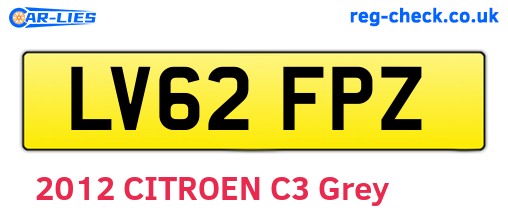 LV62FPZ are the vehicle registration plates.