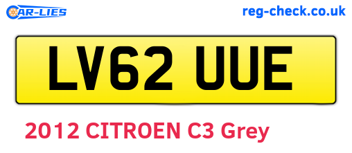 LV62UUE are the vehicle registration plates.