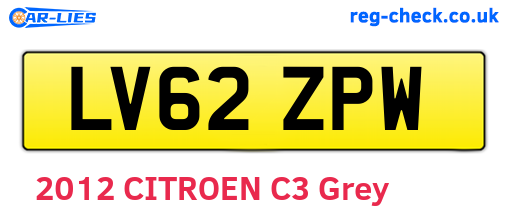 LV62ZPW are the vehicle registration plates.
