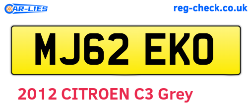 MJ62EKO are the vehicle registration plates.