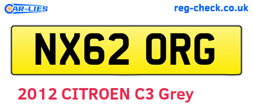 NX62ORG are the vehicle registration plates.