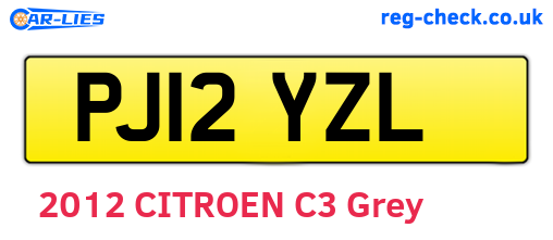 PJ12YZL are the vehicle registration plates.